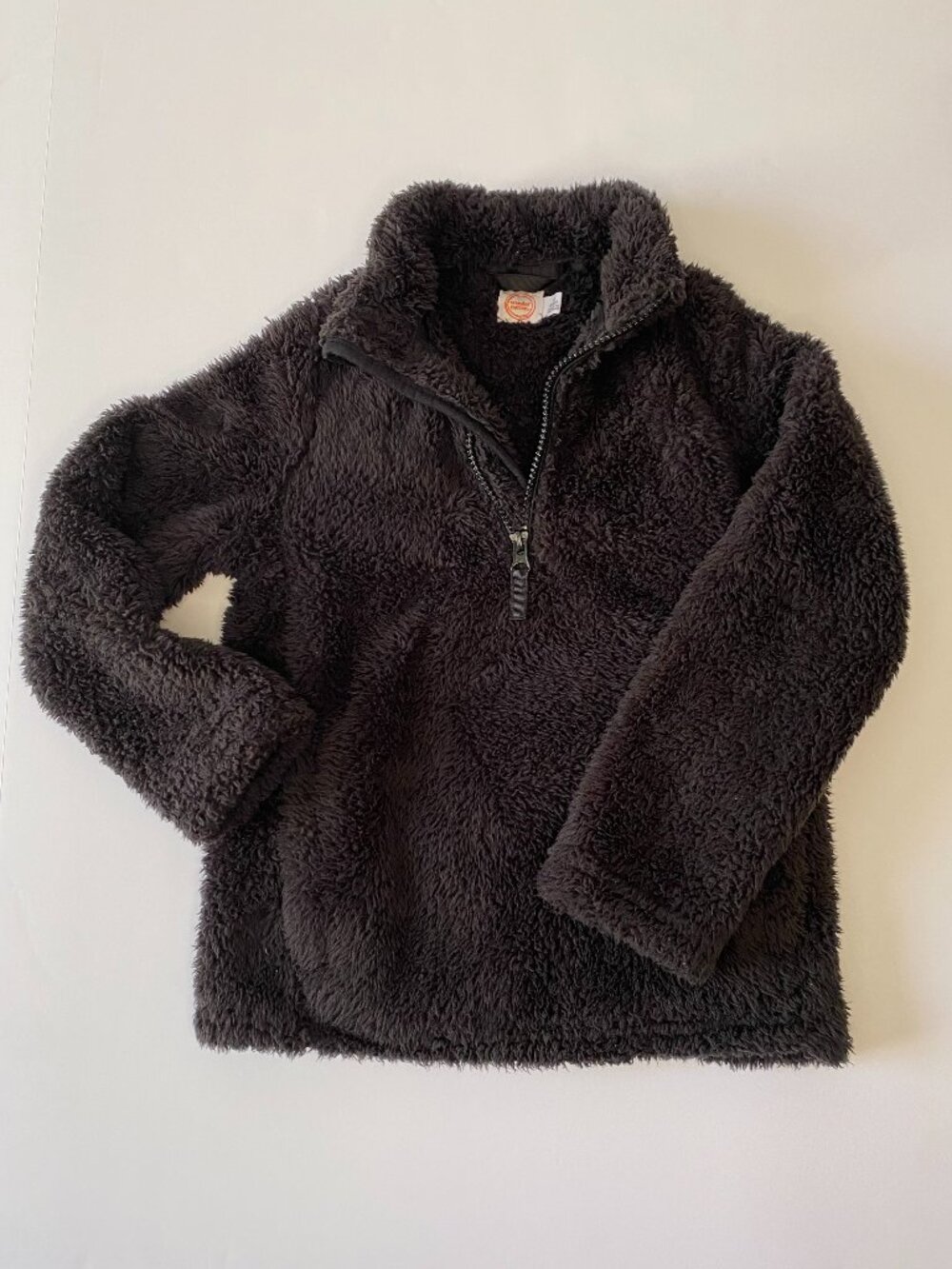 Wonder Nation Kids Size S 6-6X Black Sherpa Quarter Zip Pullover